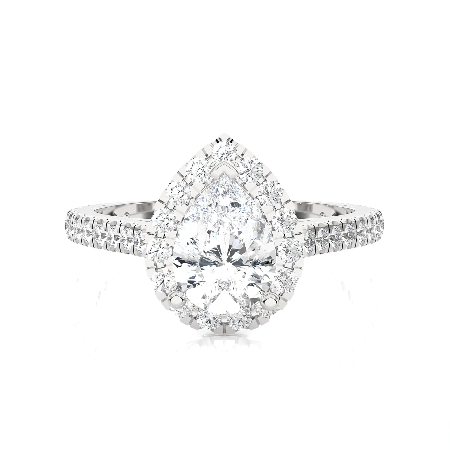 Pear-Shaped Lab Grown Diamond Halo Engagement Ring