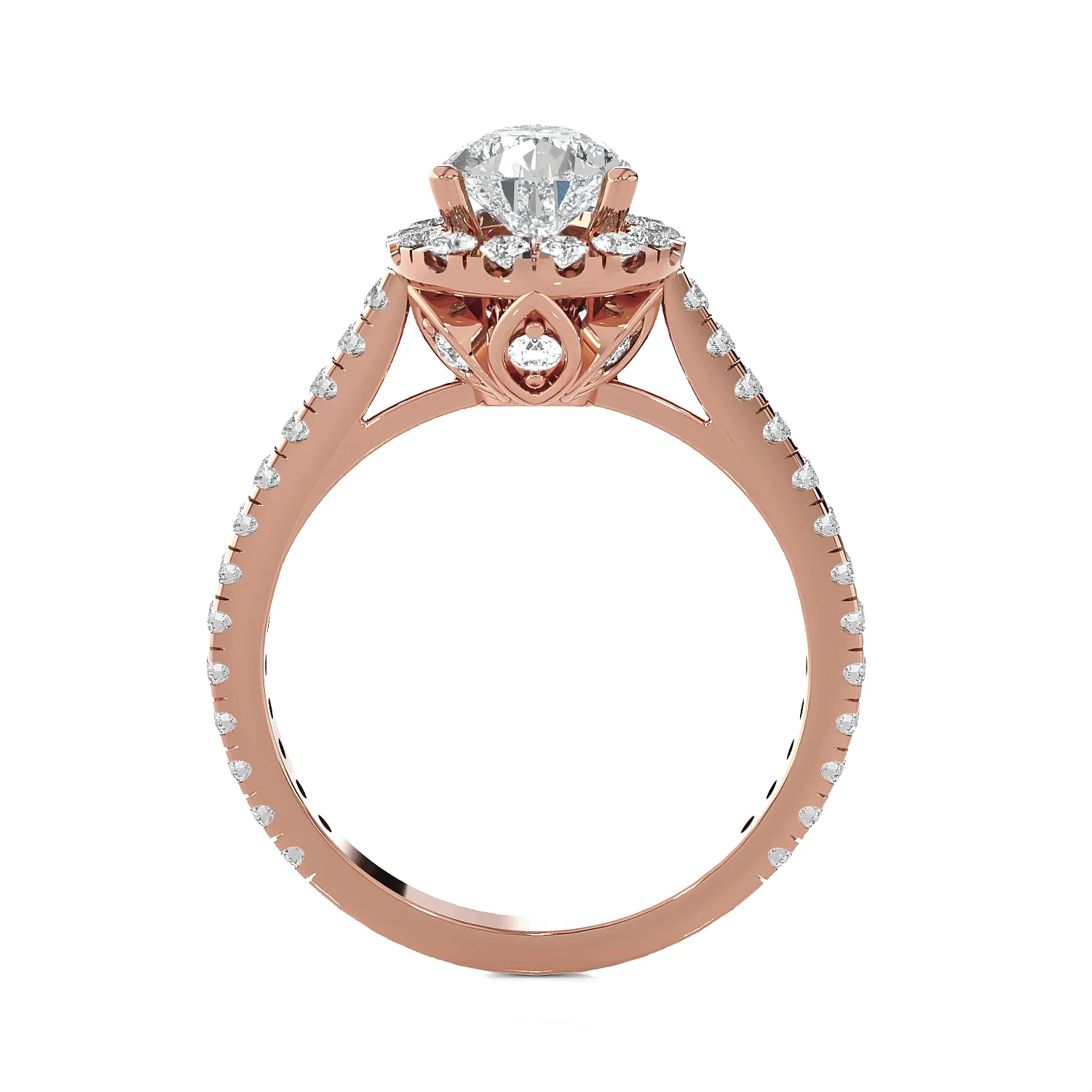 Pear-Shaped Lab Grown Diamond Halo Engagement Ring
