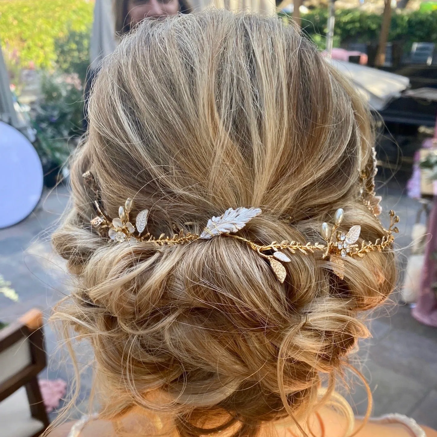 "Genevieve" - Bohemian Gold Bridal Headband, Hair Comb and Hair Pins Set