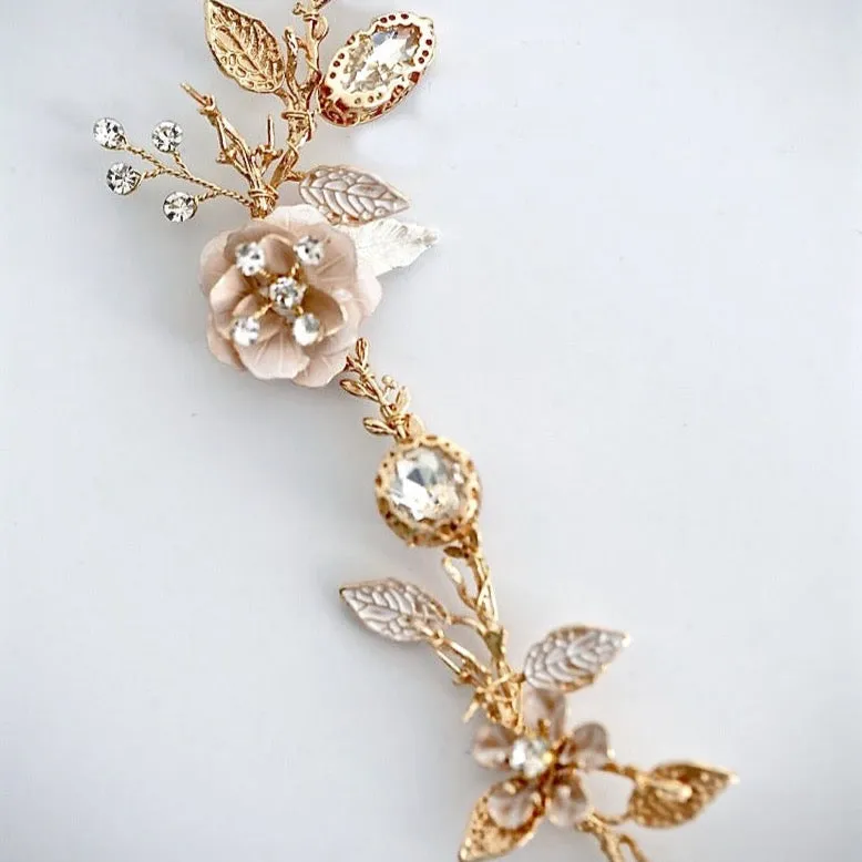 "Genevieve" - Bohemian Gold Bridal Headband, Hair Comb and Hair Pins Set