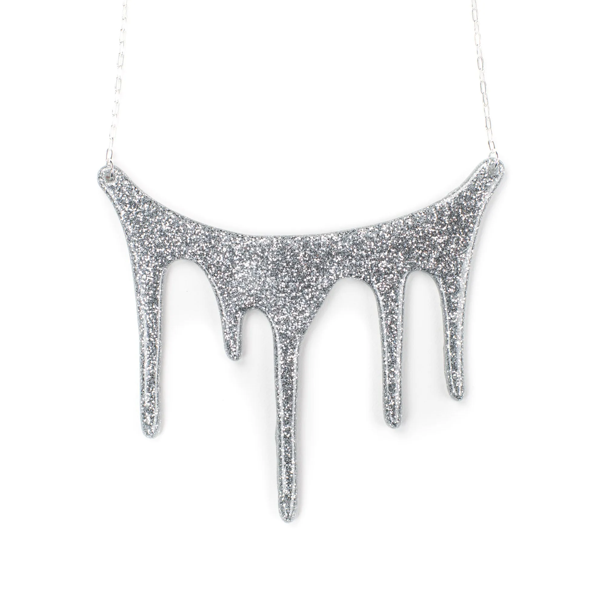 Silver Statement Necklace - Drip