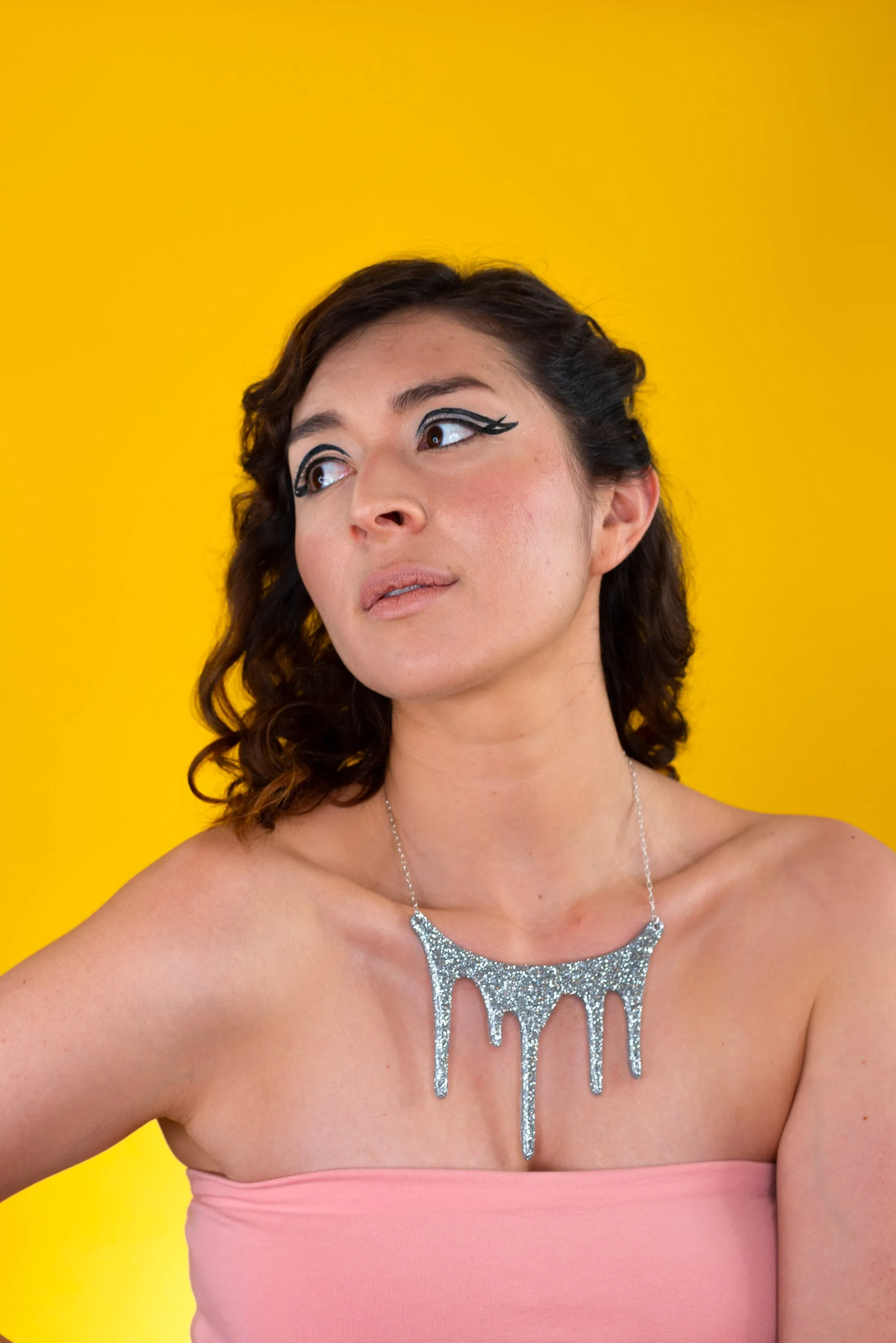 Silver Statement Necklace - Drip
