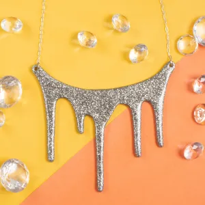 Silver Statement Necklace - Drip