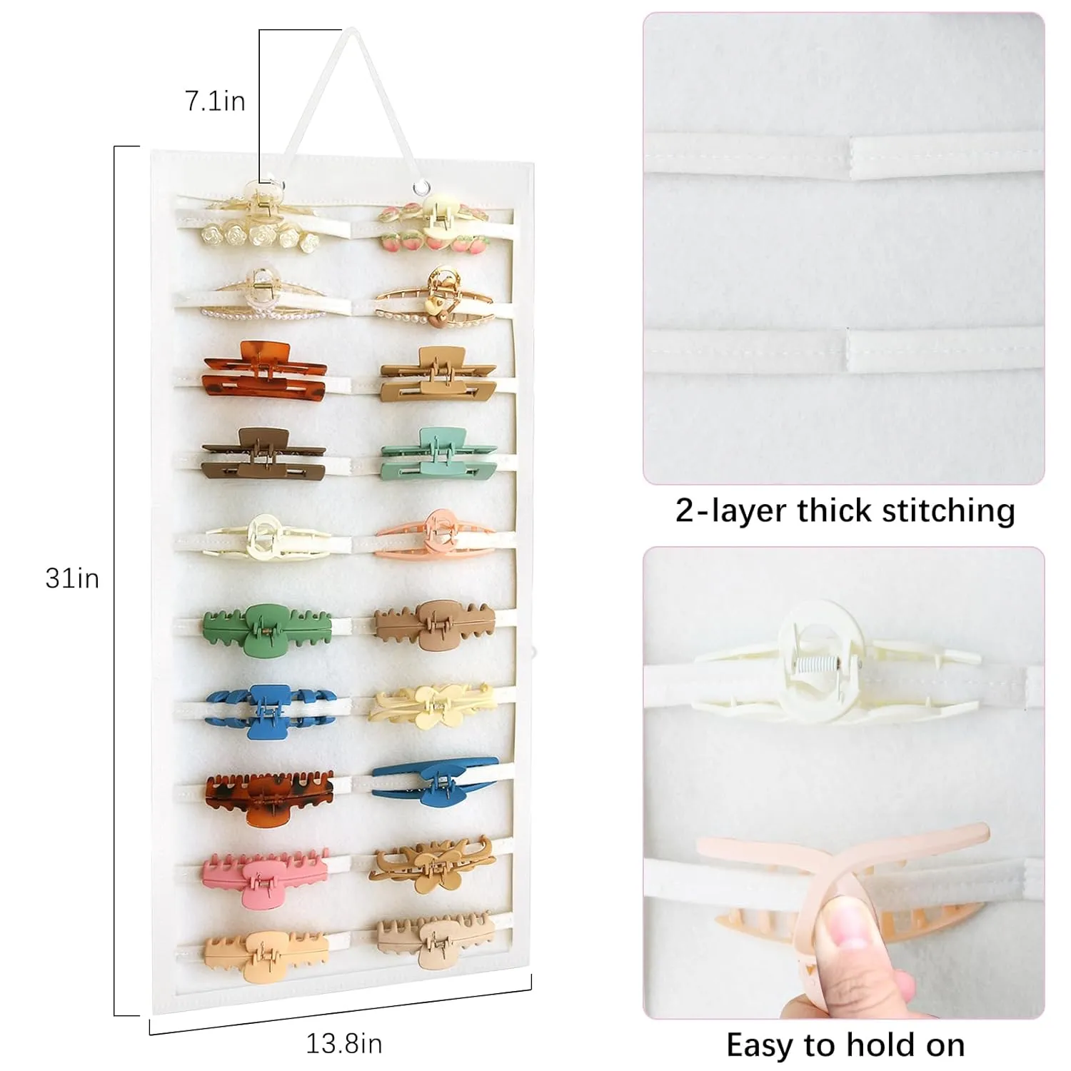 SMUK Claw Clip Organizer for Women, Hanging Mount Hair Clips Holder Organizer for Girls, Hair Bow Claw Clip Stand Storage for Wall, Door, Closet