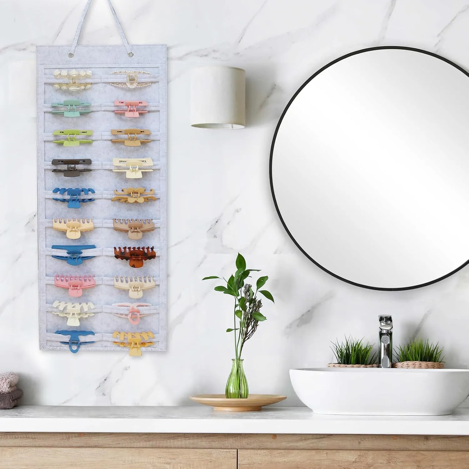 SMUK Claw Clip Organizer for Women, Hanging Mount Hair Clips Holder Organizer for Girls, Hair Bow Claw Clip Stand Storage for Wall, Door, Closet