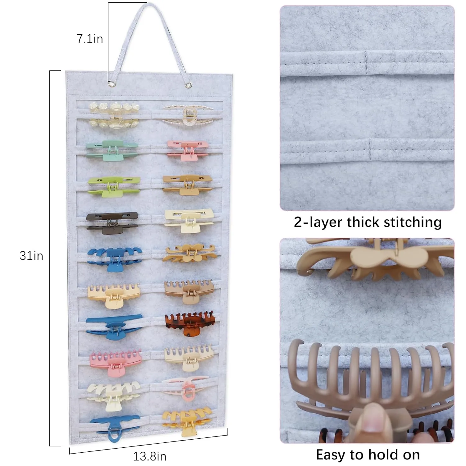 SMUK Claw Clip Organizer for Women, Hanging Mount Hair Clips Holder Organizer for Girls, Hair Bow Claw Clip Stand Storage for Wall, Door, Closet