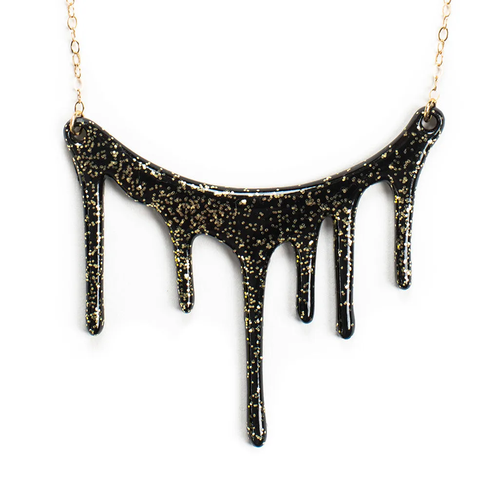 Sparkly Gold & Black Statement Necklace  - Melt