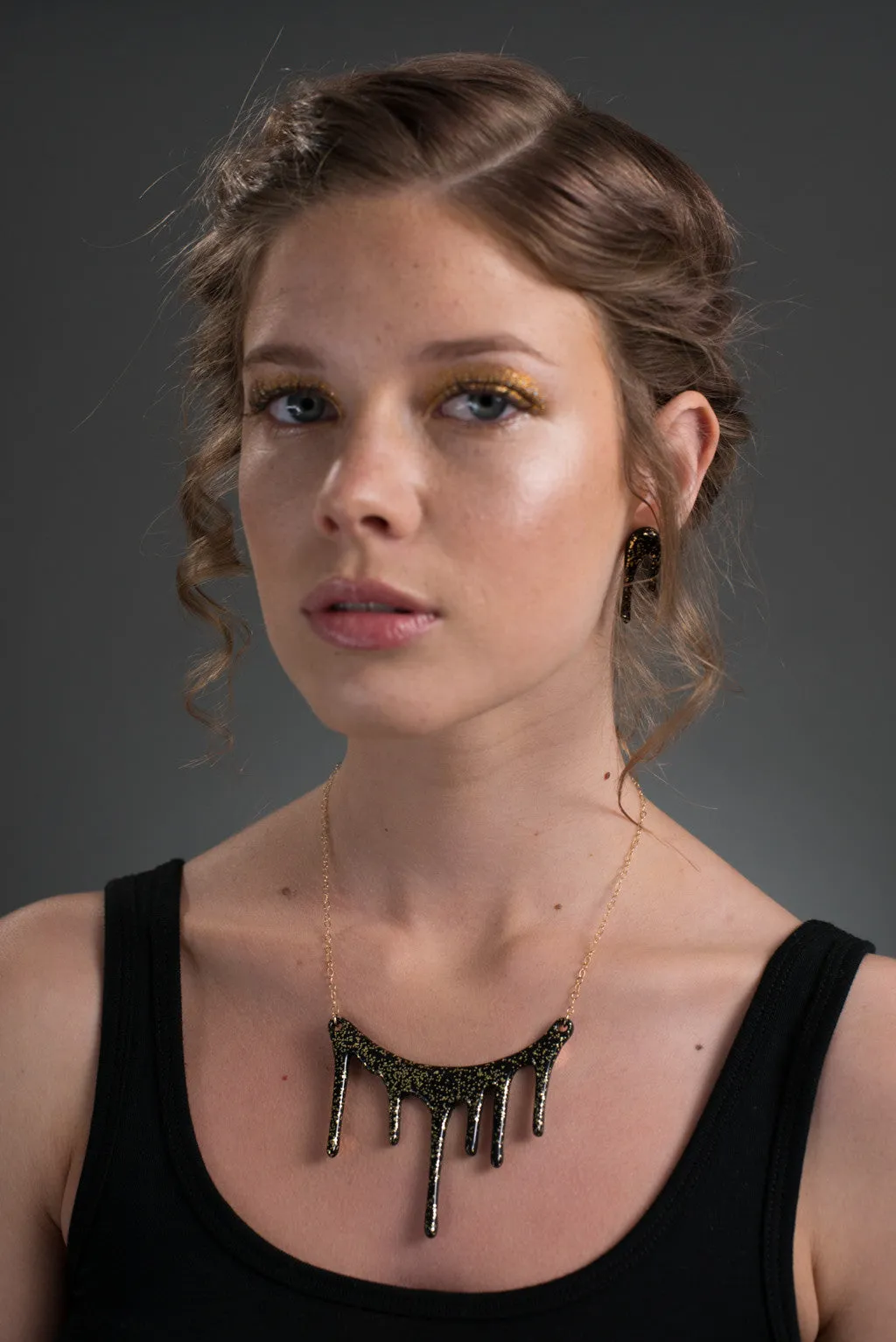 Sparkly Gold & Black Statement Necklace  - Melt