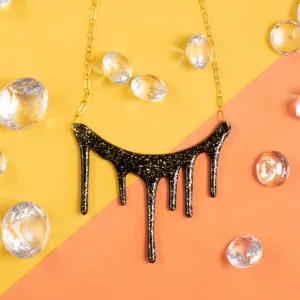 Sparkly Gold & Black Statement Necklace  - Melt
