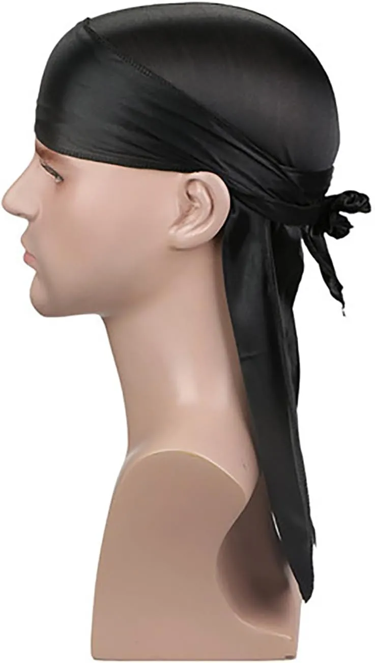 TopTie Silky Durag Headwraps Extra Long Tail Wide Straps for 360 Waves Do Rag