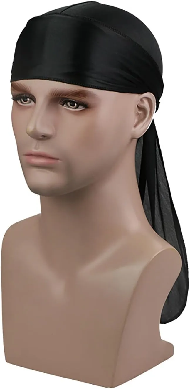 TopTie Silky Durag Headwraps Extra Long Tail Wide Straps for 360 Waves Do Rag