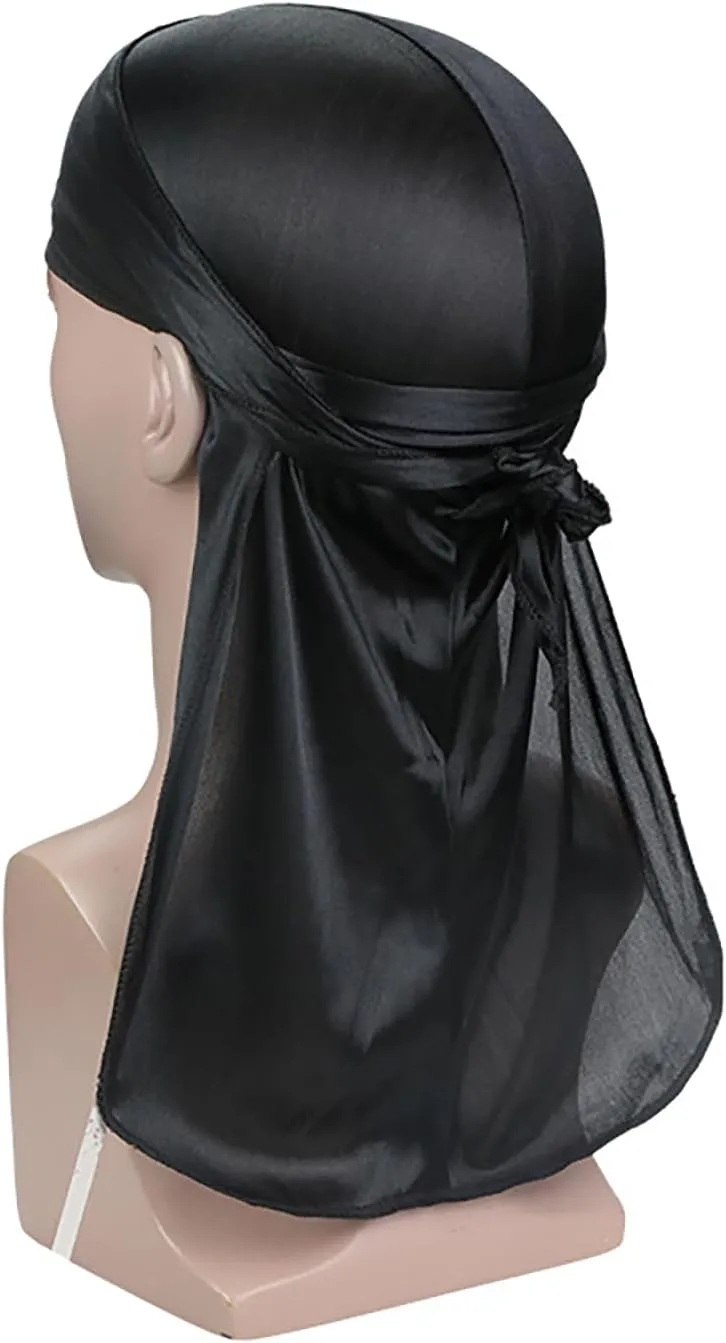 TopTie Silky Durag Headwraps Extra Long Tail Wide Straps for 360 Waves Do Rag