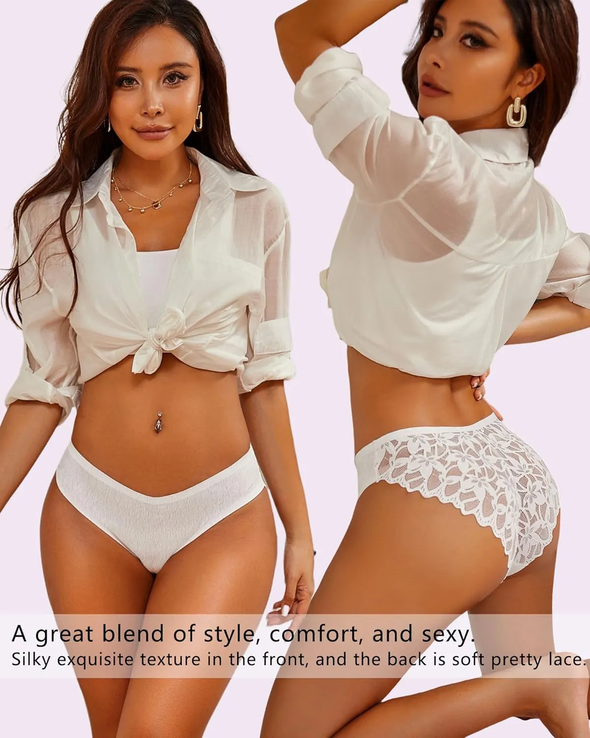 UNDER THE SEA Sexy Underwear for Women Seamless Soft Lace Hipster Ladies No Show Bikini Panties Womens Cheeky 6 Pack S-XL