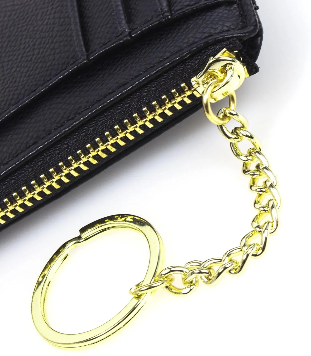 Valentoria Slim RFID Blocking Card Holder Small Pocket Wallet Keychian Zipper Coin Purse Mini Cash & Coin & Cards Case for Women Men