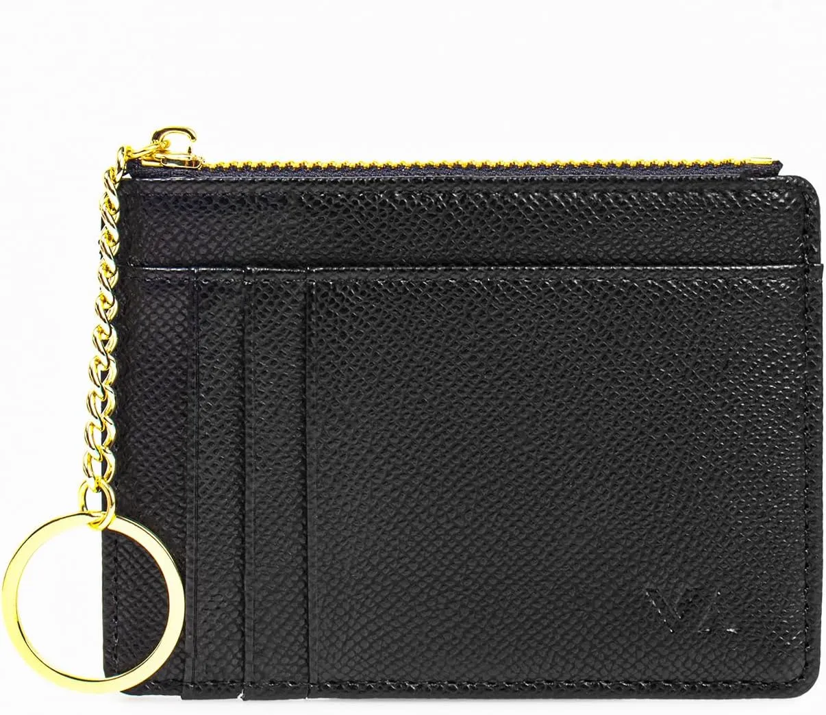 Valentoria Slim RFID Blocking Card Holder Small Pocket Wallet Keychian Zipper Coin Purse Mini Cash & Coin & Cards Case for Women Men