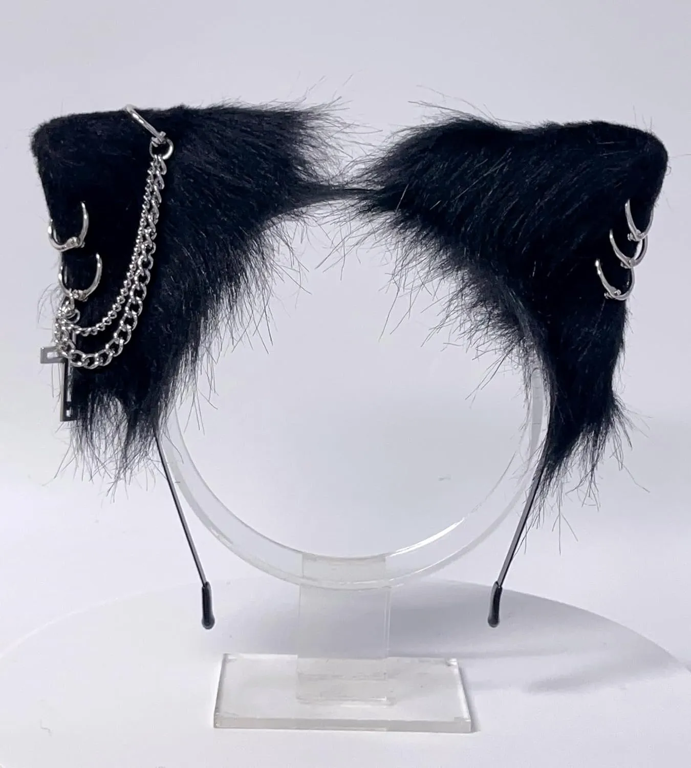 VIGVAN Cat Cosplay Ears Accessories Punk Gothic Cross Cat Ears Headbands Clips