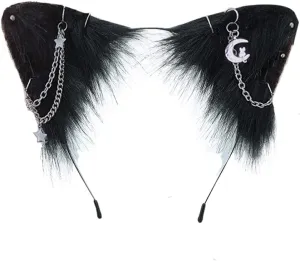 VIGVAN Cat Cosplay Ears Accessories Punk Gothic Cross Cat Ears Headbands Clips