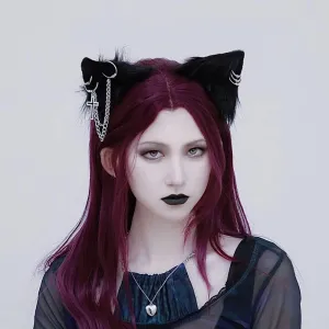 VIGVAN Cat Cosplay Ears Accessories Punk Gothic Cross Cat Ears Headbands Clips