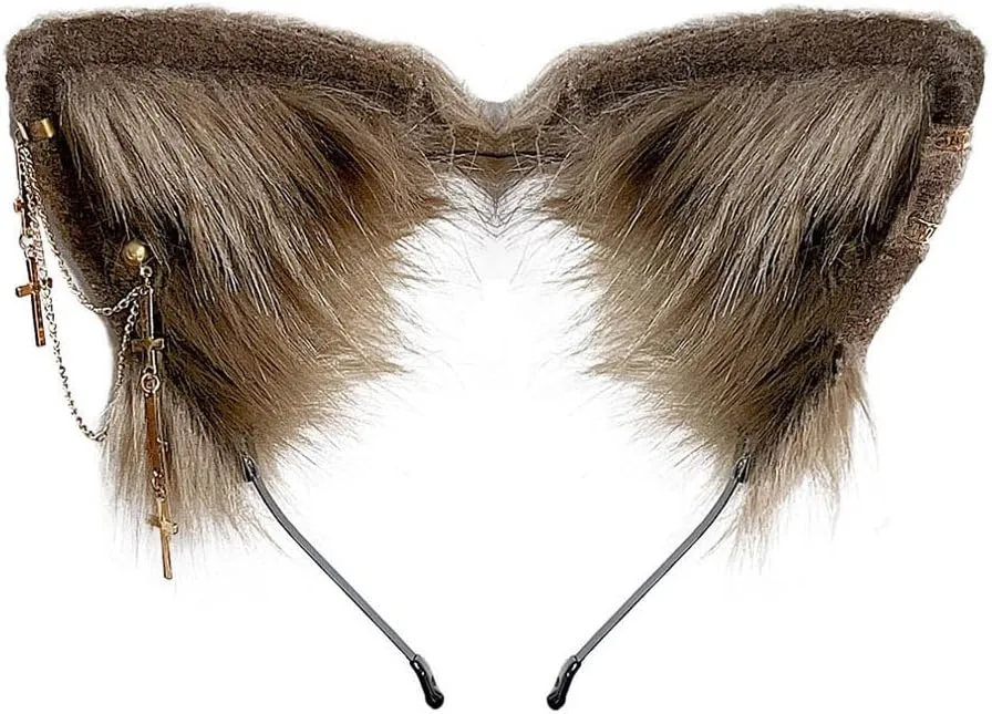 VIGVAN Cat Cosplay Ears Accessories Punk Gothic Cross Cat Ears Headbands Clips