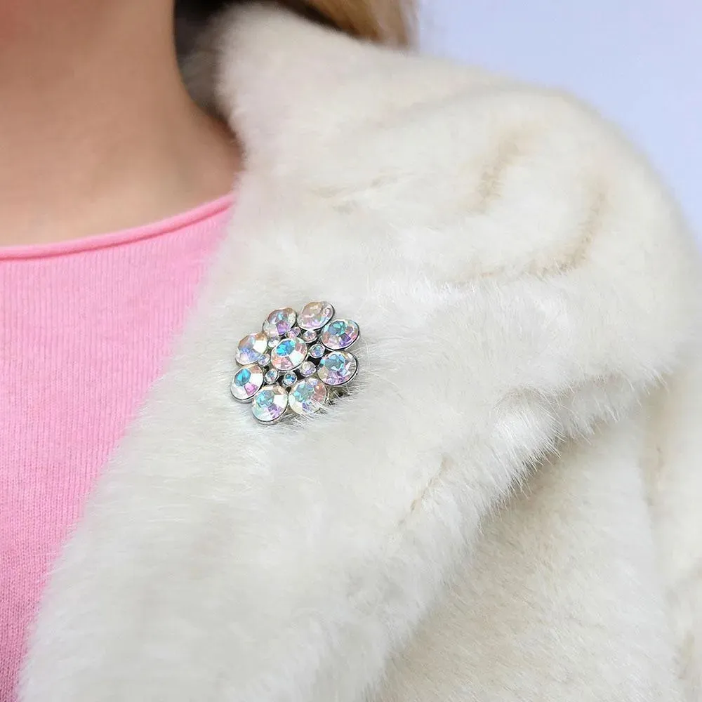 Vintage 1950s Aurora Borealis Flower Brooch