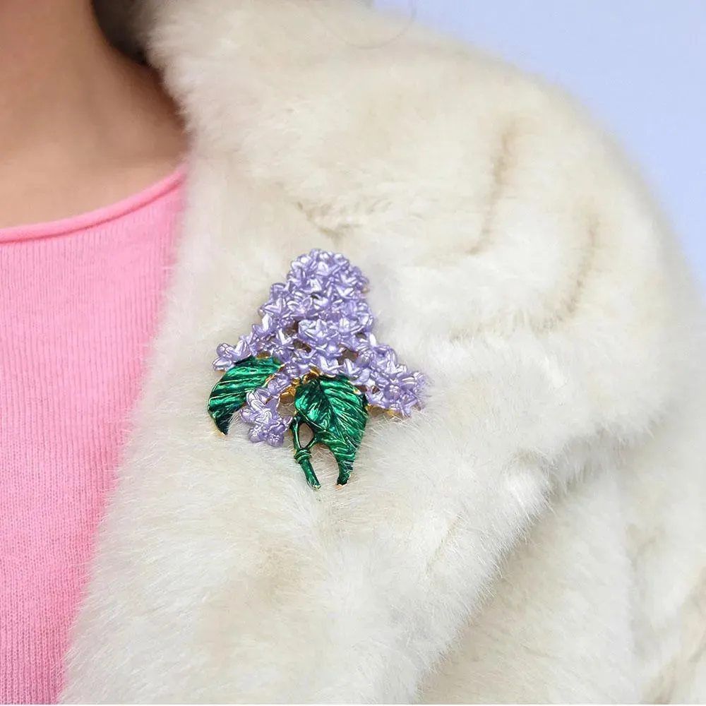 Vintage 1950's Love Lilac Flower Earrings & Brooch