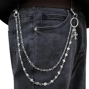 Wallet Chain - Wallet Chains for Men, Pants Chains Double Cross Pocket Chains Punk Trousers Jeans Chains for Biker Heavy Skull Chain Belt Goth Accessories