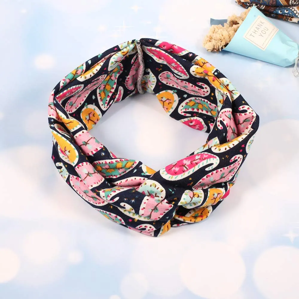 Women's Wide Bandana Headwrap Stretch Yoga Sweatband Turban Criss Cross Head Wrap Twist Head Bands for Women (4 Pack Paisley Printed Style D)